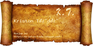 Kriston Tádé névjegykártya
